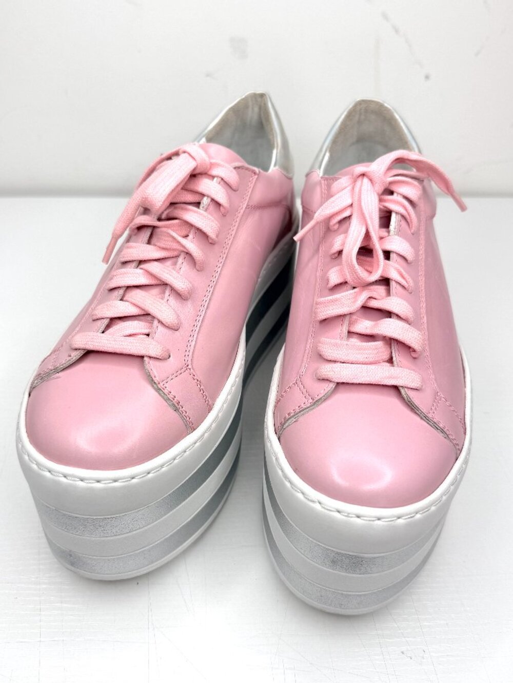 O JOUR Italy Lace Up Patent Y2K Coquette Balletcore Kawaii Platform Sneakers 39